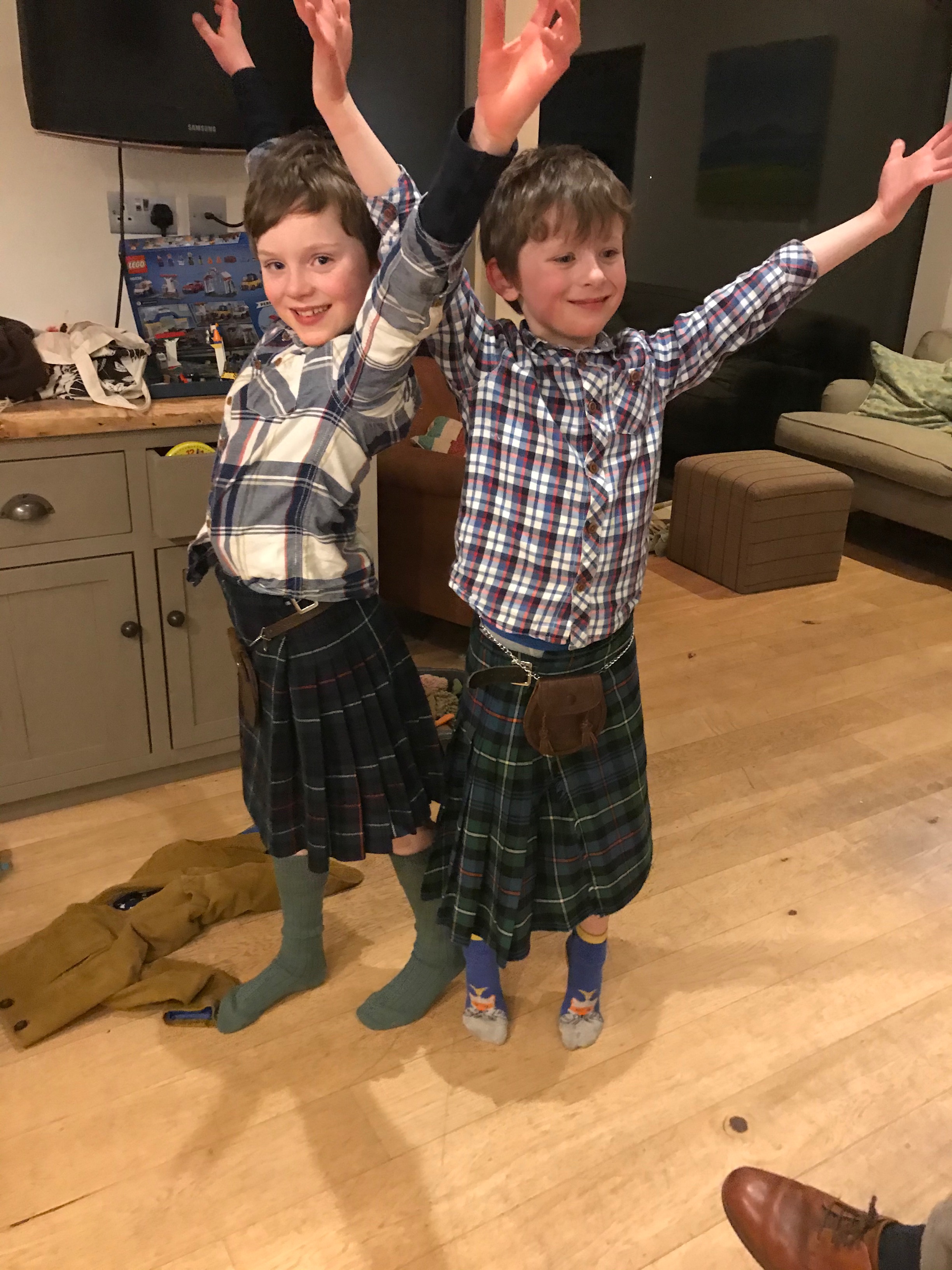 Hector and his brother enjoying some dancing on Burns Night